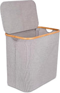 BirdRock Home Bamboo & Canvas Hamper | Single Laundry Basket by BIRDROCKHOME