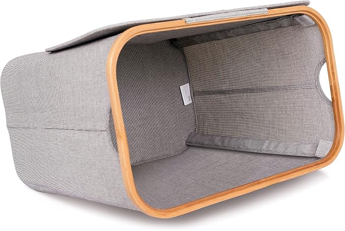 BirdRock Home Bamboo & Canvas Hamper | Single Laundry Basket - Image 6