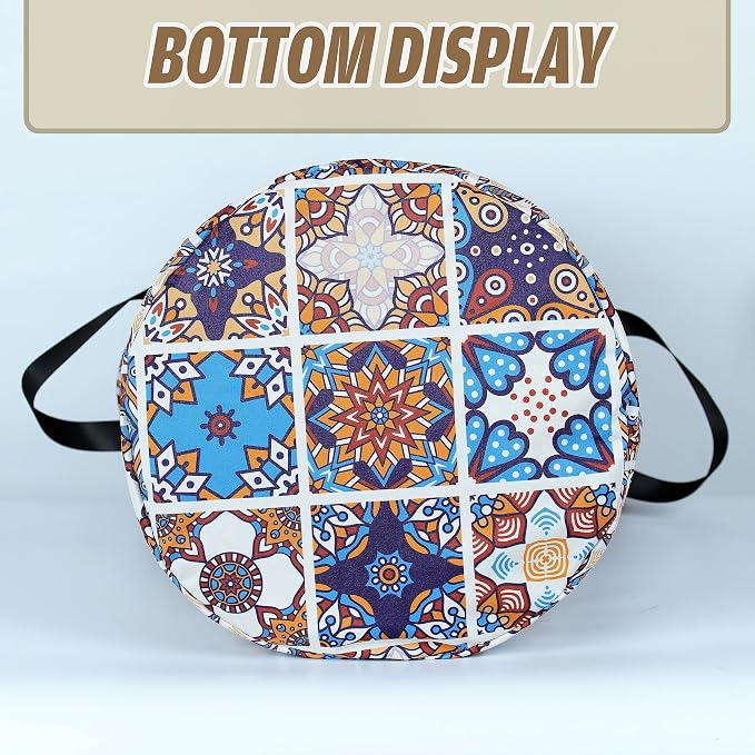 Mexican Tiles Pattern Laundry Basket Mandala Flowers Foldable Oxford Cloth - Image 4