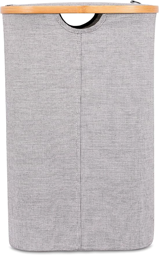 BirdRock Home Bamboo & Canvas Hamper | Single Laundry Basket - Image 8