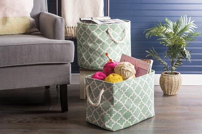 DII Polyester Container with Handles, Lattice Storage Bin, Bright Green - Image 5