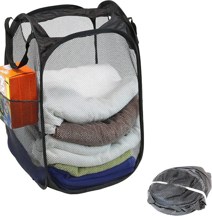 Simple Houseware Mesh Pop-Up Laundry Hamper Basket - Image 3