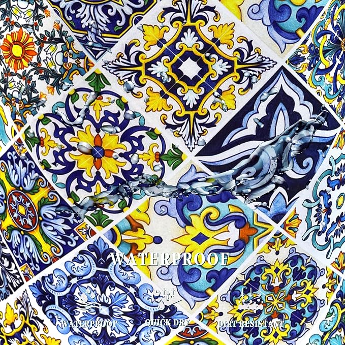 Mexican Tiles Laundry Basket Blue Green Boho Print Funny Laundry Hamper - Image 5