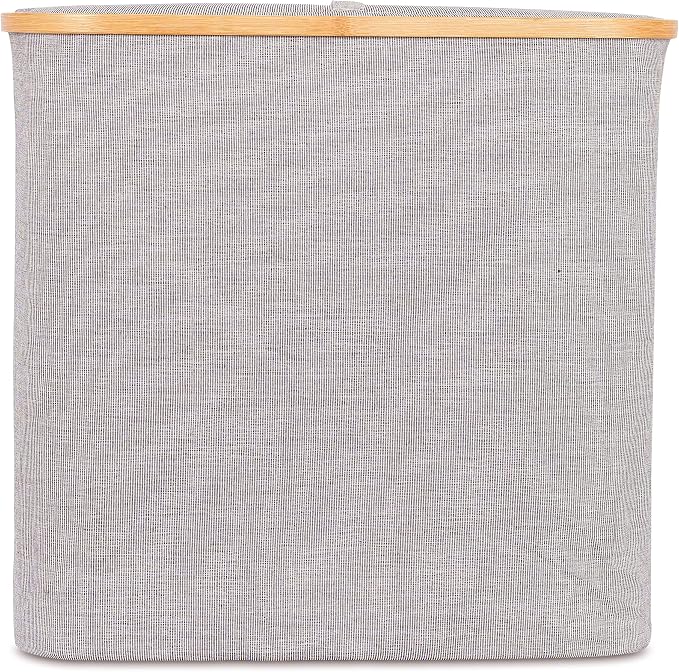 BirdRock Home Bamboo & Canvas Hamper | Single Laundry Basket - Image 7